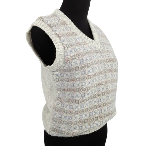 Vintage 90s Sweater Vest Gray Womens M 100% Wool - Picture 2 of 10